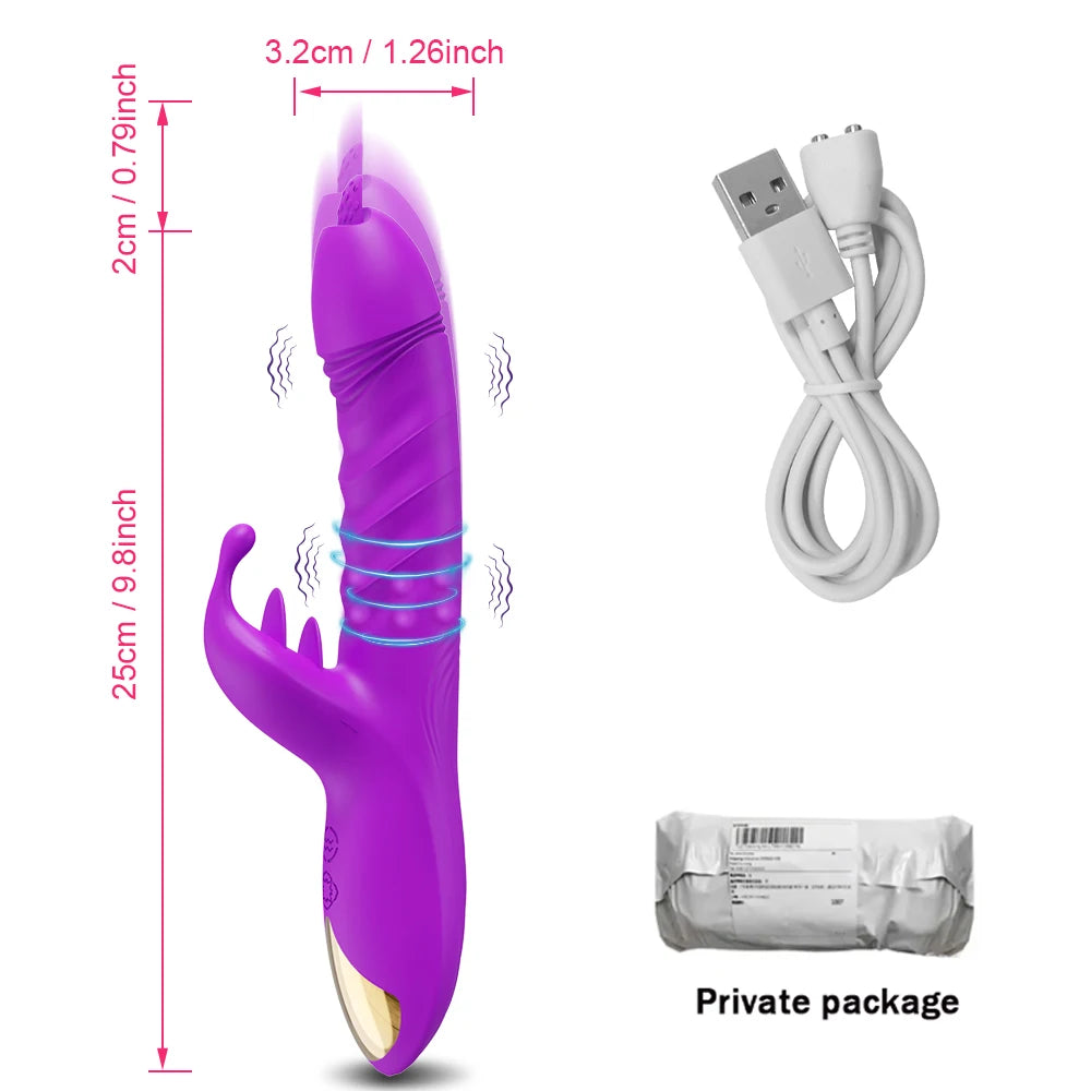 Rabbit Vibrator, Telescopic Vibration G Spot, Clitoris Stimulator, Dildo Vibrators, Female Nipple ,Masturbation Sex Toys for Women