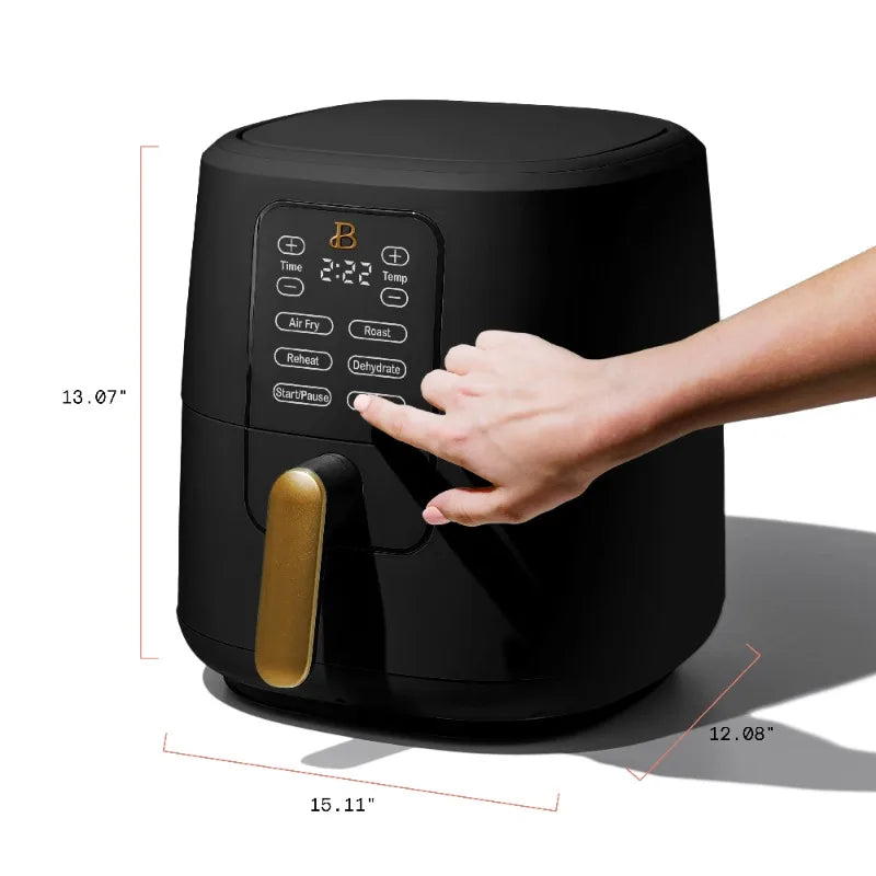Beautiful 6 Qt Air Fryer with TurboCrisp Technology and Touch-Activated Display, Black Sesame by Drew Barrymore
