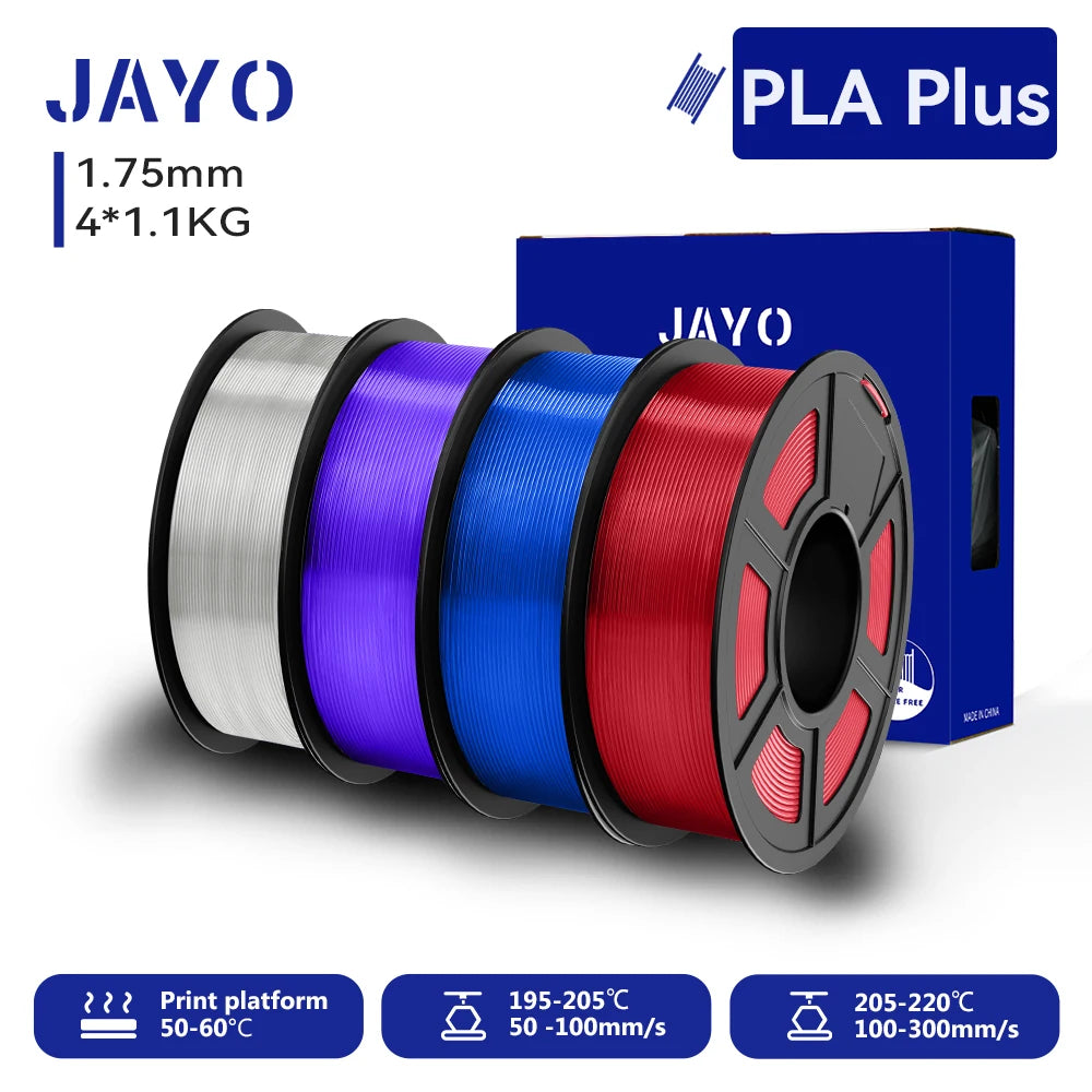 Filament 4 Rolls 1.75MM PLA Plus 3D Printer Filament 1.1KG/roll For FDM Neatly Wound Colorful 3D Printing Material