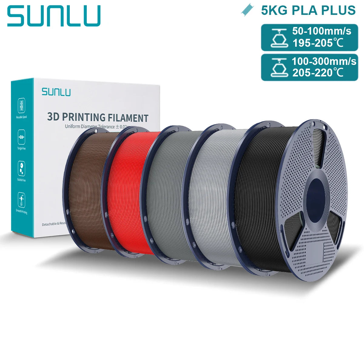 Pla Plus 3D Filament 1.75mm Good Toughness Multicolor Neatly Wound PLA+ Filaments for FDM 3D Printing Materials 5KG