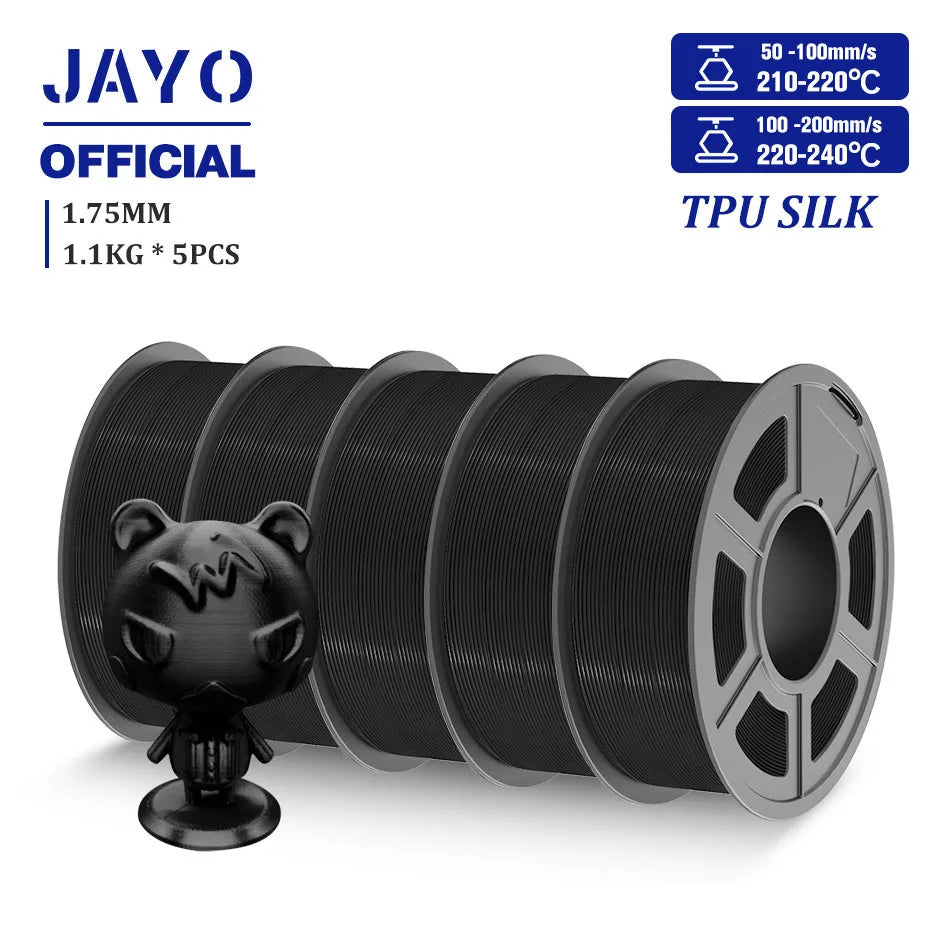 TPU SILK 3D Printer Filament 98A TPU Filament 1.75mm Silk Rainbow SILK PLA PLUS 3D Filament Glossy Silk Surface 5Rolls/set