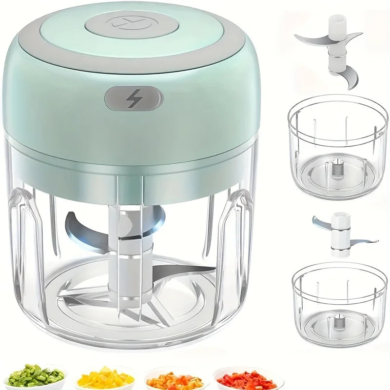 Electric Garlic Chopper Pro - Compact USB-Powered Crusher for Vegetables/Spices, Green Mini Chopper for Quick Prep