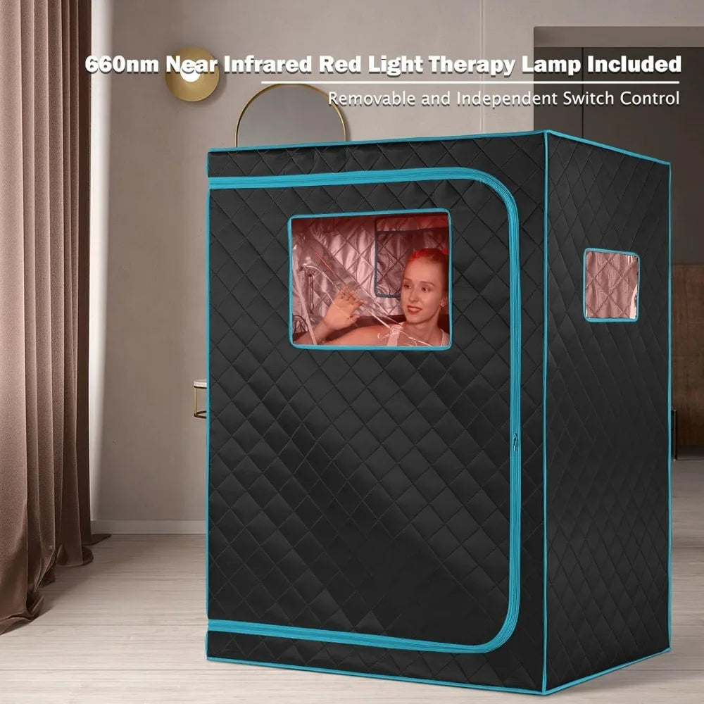 Portable Far Infrared Sauna, Home Two Person Sauna Box with 660nm Red Light Therapy Lamp,X-Large Full Size Indoor SPA Tent - NEW