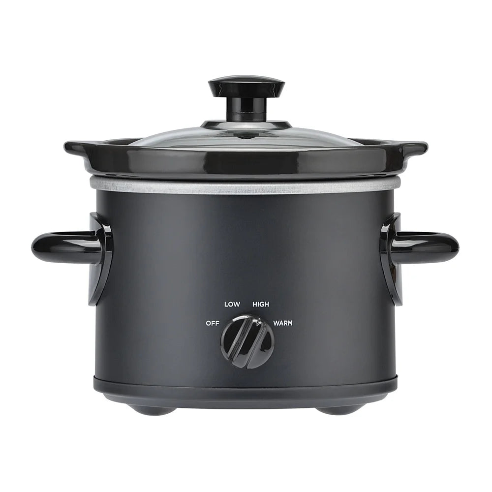 4 Pack-2 QT Slow Cooker, Matte Black, Removable Stoneware Pot with Glass Lid, Two Temperature Settings, Easy Cooking