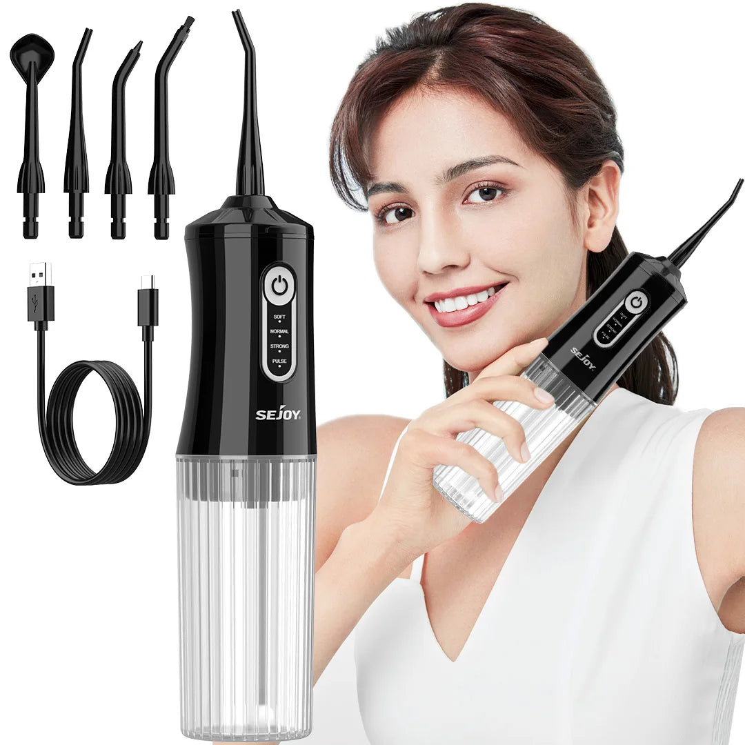 Water Dental Flosser for Teeth Cleaning Denture Brushes 4 Tips Cordless Portable Oral Irrigator for Home Travel