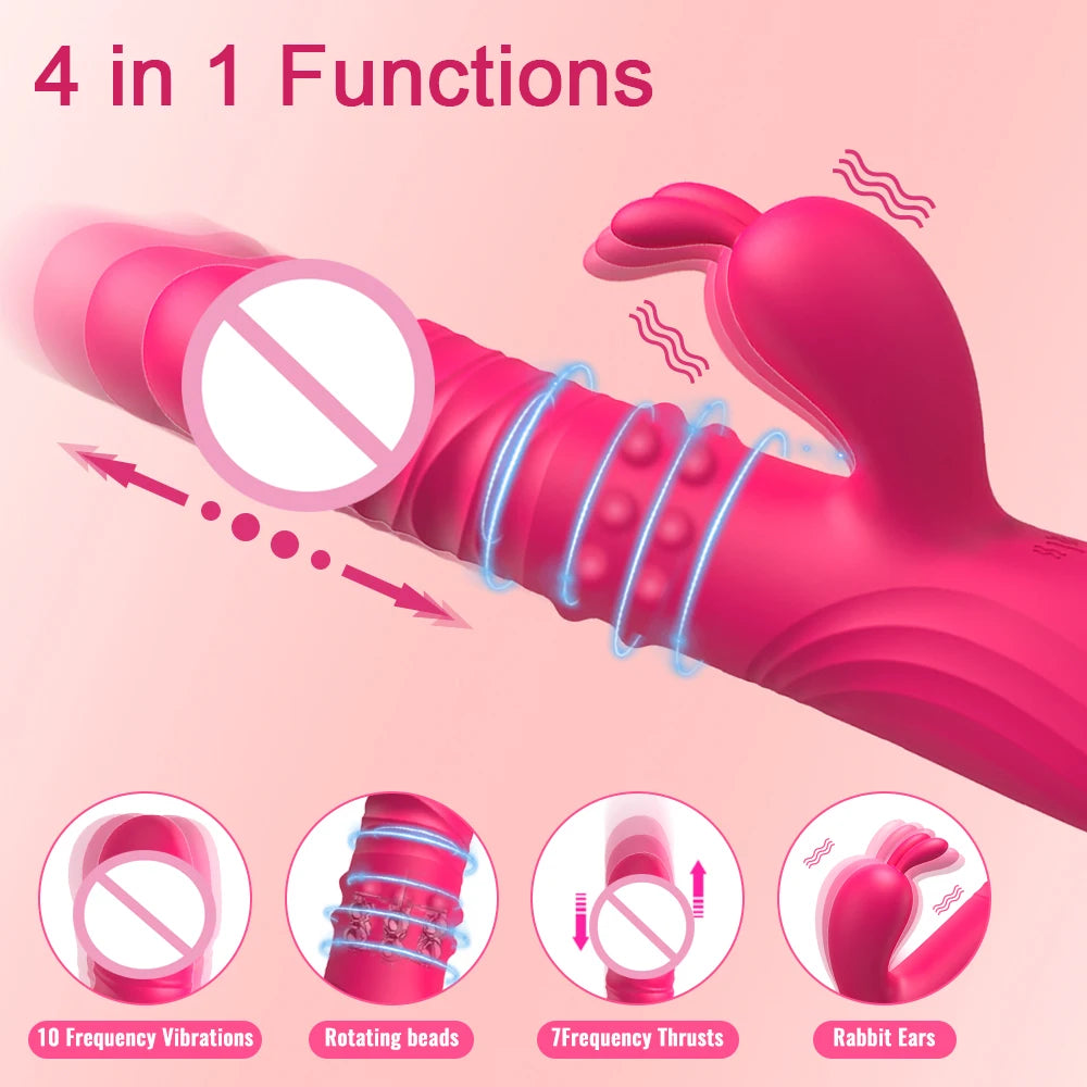 Rabbit Vibrator, Telescopic Vibration G Spot, Clitoris Stimulator, Dildo Vibrators, Female Nipple ,Masturbation Sex Toys for Women