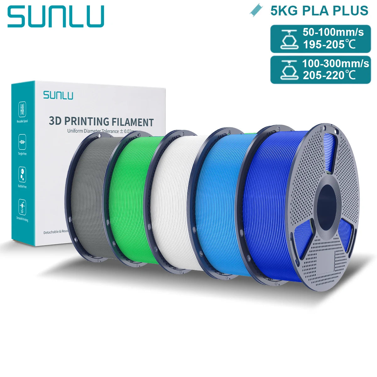 Pla Plus 3D Filament 1.75mm Good Toughness Multicolor Neatly Wound PLA+ Filaments for FDM 3D Printing Materials 5KG