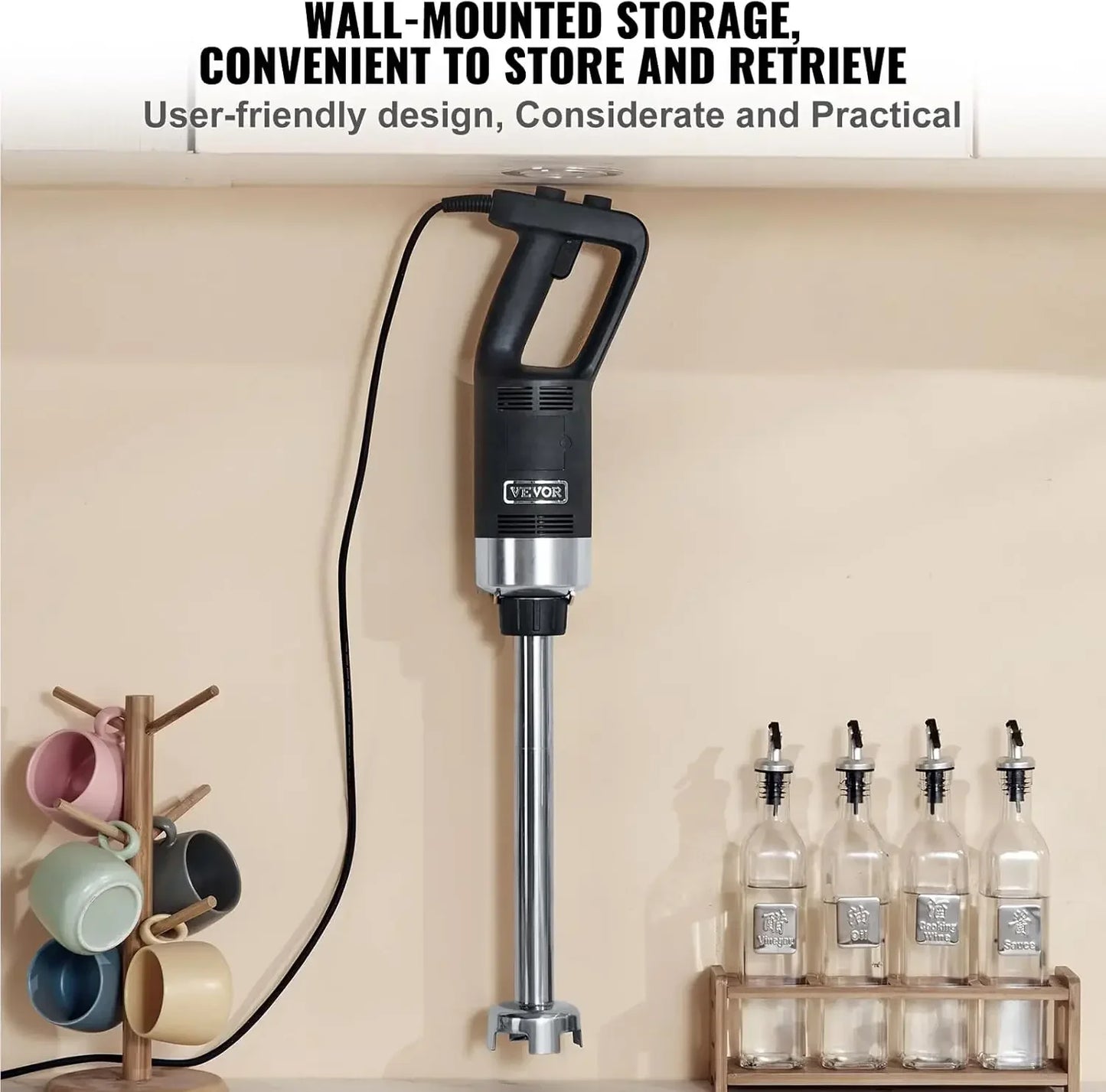 Commercial Immersion Blender, 750W 16" Heavy Duty Hand Mixer, Variable Speed Kitchen Stick Mixer with 304 Stainless Steel
