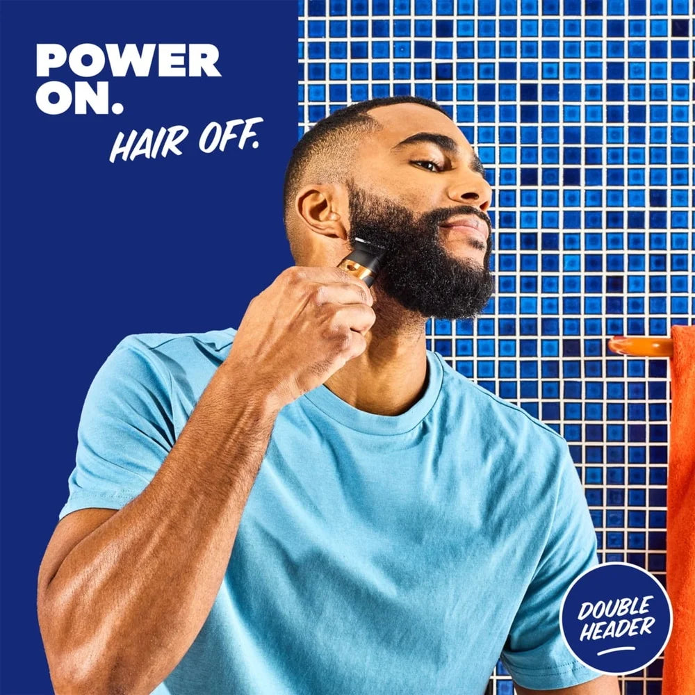 Double Header Electric Trimmer Rechargeable Beard and Body Grooming Kit, Cordless Waterproof Self Sharpening Blades LED Display