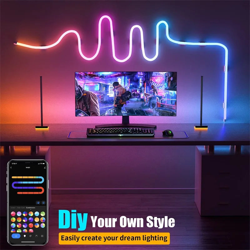 Neon LED Strip Lights 12-24V 84LEDs/M Silicone Neon Rope Light with Music Sync RGBIC Dream color Chasing Strip Tape for Room