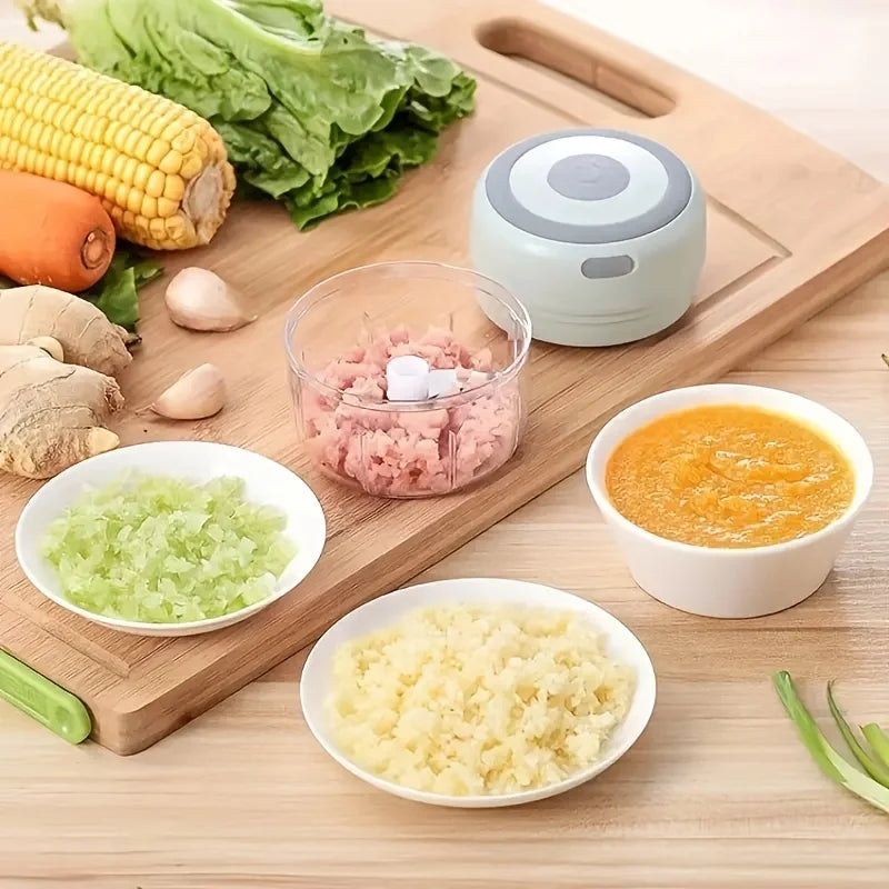 Electric Garlic Chopper Pro - Compact USB-Powered Crusher for Vegetables/Spices, Green Mini Chopper for Quick Prep