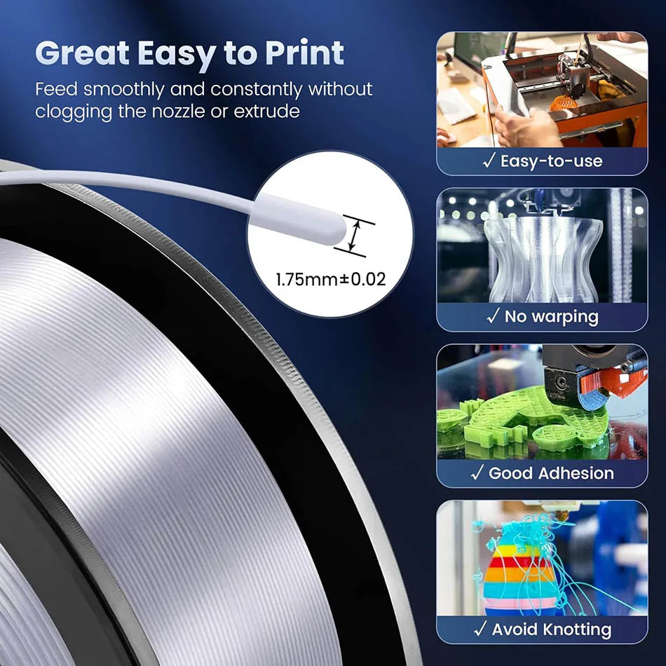 10Rolls SILK PLA+ 3D Filament, 1.75mm SILK PLA, Rainbow Filament for FDM 3D Printer, SILK Dual & Triple 3D Printing Materials