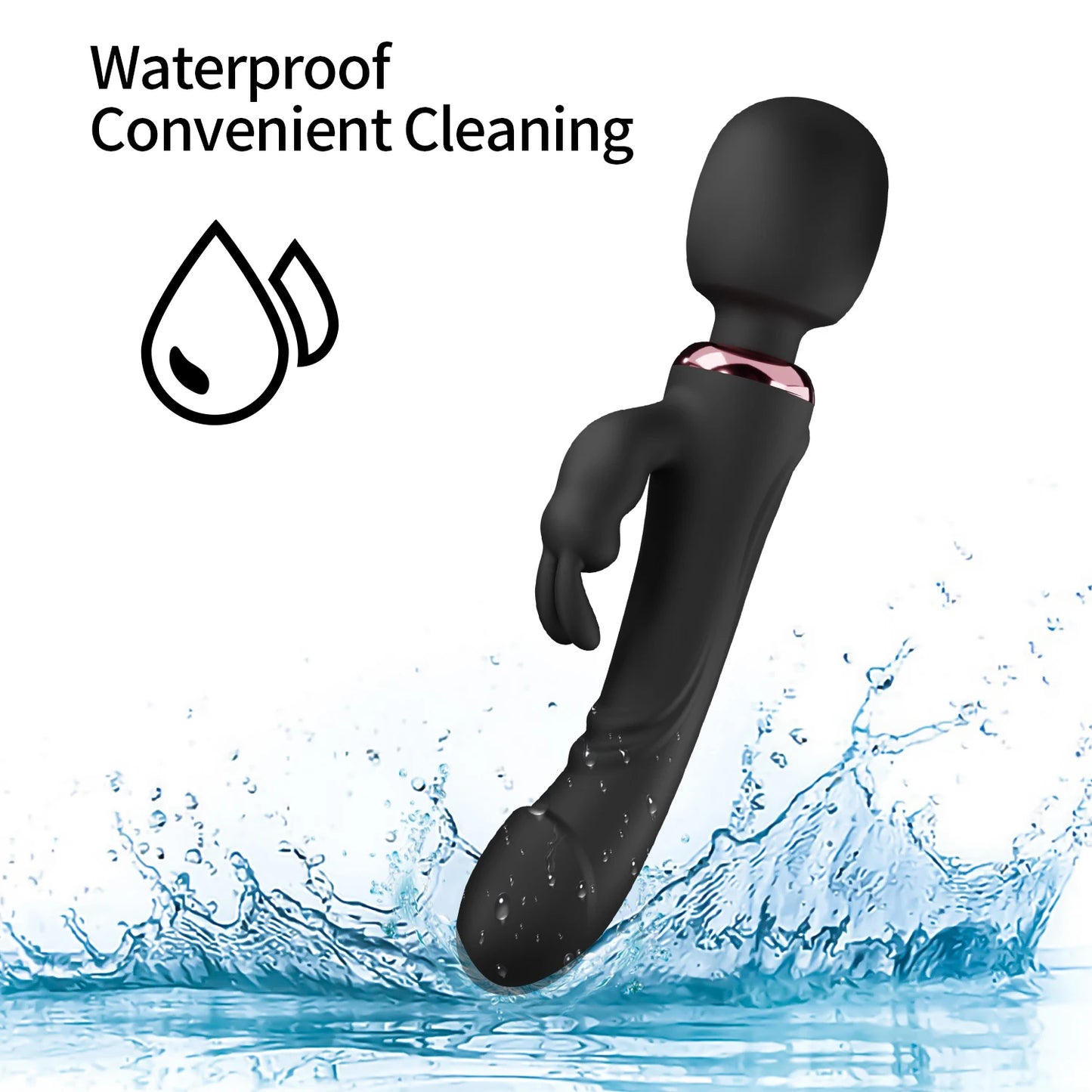 Classic G Spot Rabbit Wand Vibrator, 10 Powerful Vibrating Vagina Dildo, Clitoral, Anal, Stimulate Massager Sex Toy for Women Couple