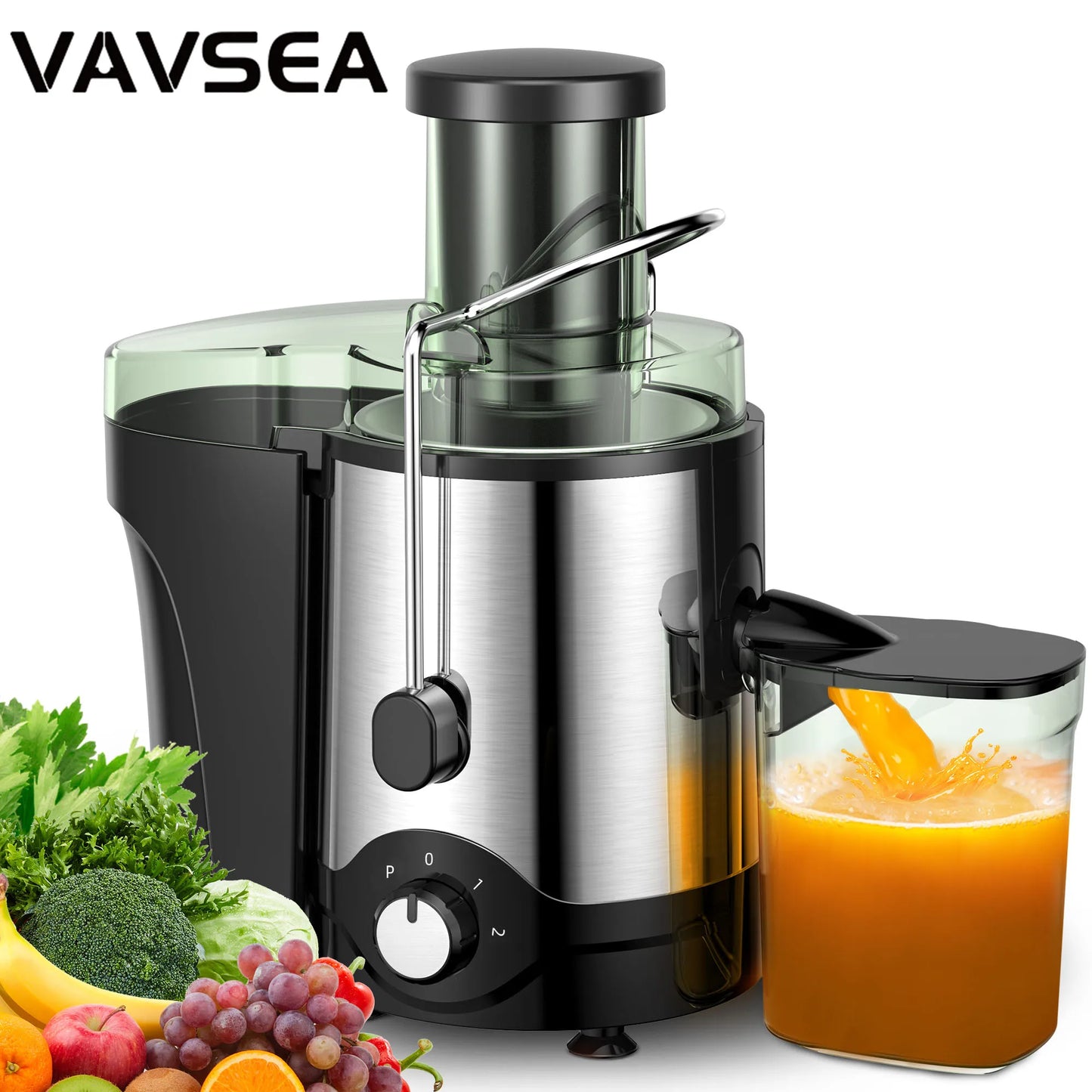 600W Juicer Machine, Anti-Drip Centrifugal, Juice Extractor with 3-Inch Feed Chute for Whole Fruits & Vegetables, BPA-Free