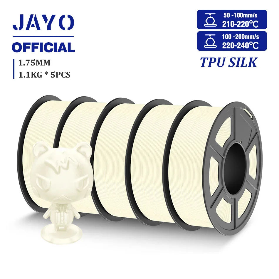 TPU SILK 3D Printer Filament 98A TPU Filament 1.75mm Silk Rainbow SILK PLA PLUS 3D Filament Glossy Silk Surface 5Rolls/set