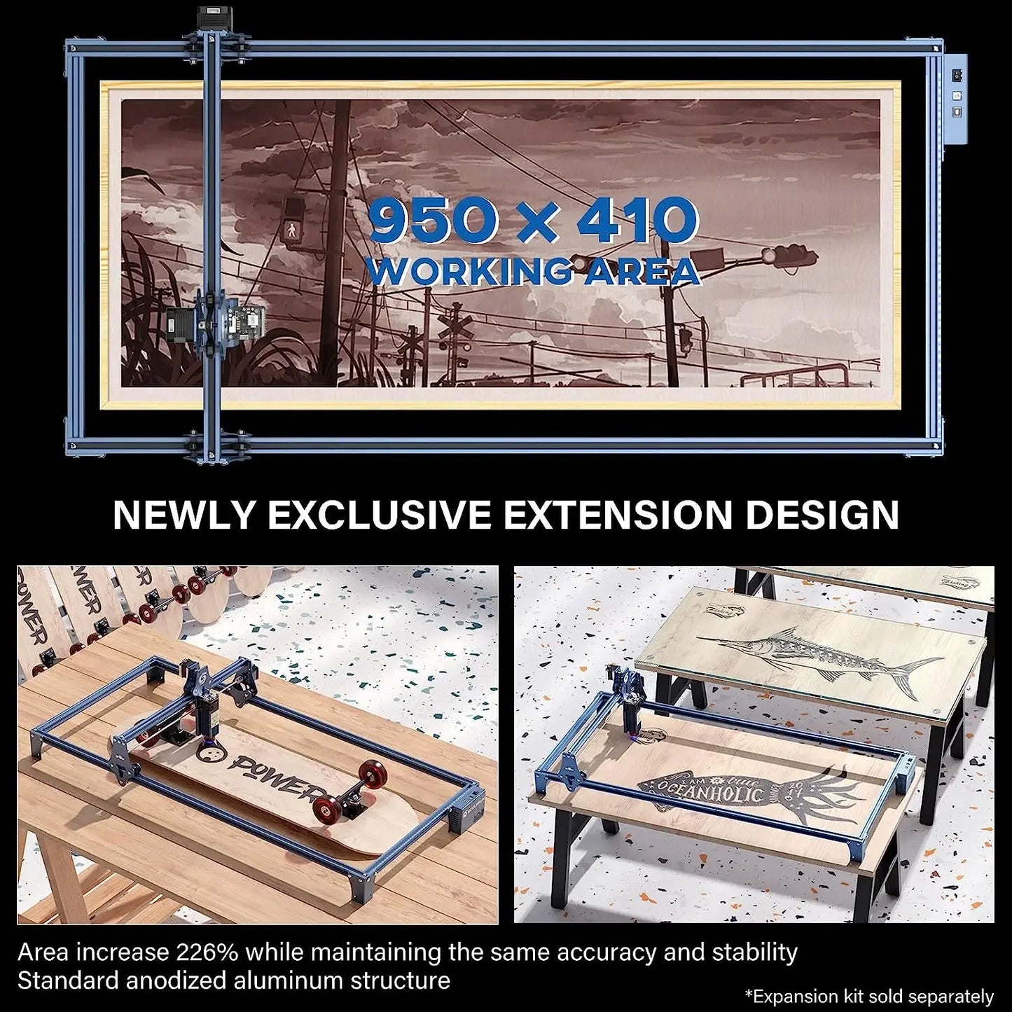 90W Effect S9 aser Engraving Machine Ultra-thin Laser Beam Shaping Technology Acrylic Engraver Cut Machine 410x950mm