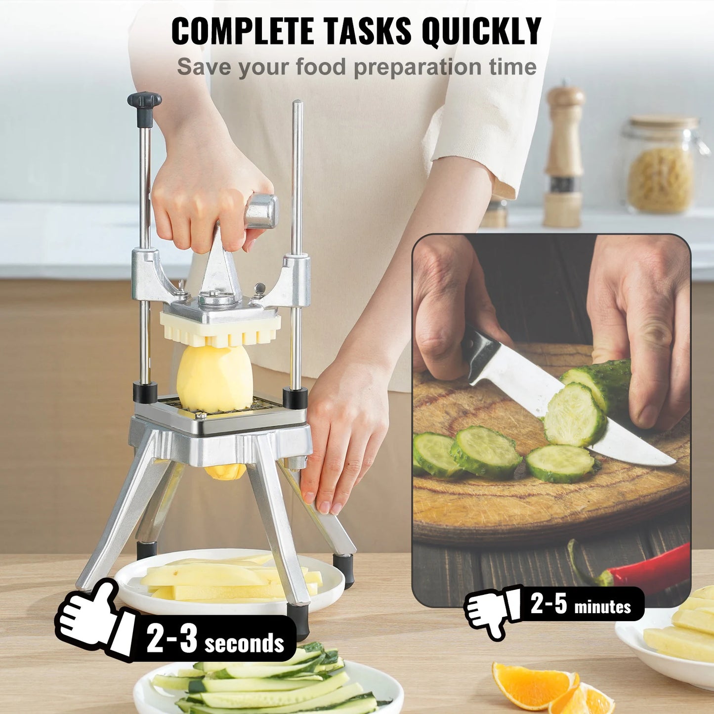 3/8,1/4 Inch Manual Fruit Vegetable Dicer Cutter Commercial Food Cutter Stainless Steel Slicer Home Restaurant Kitchen