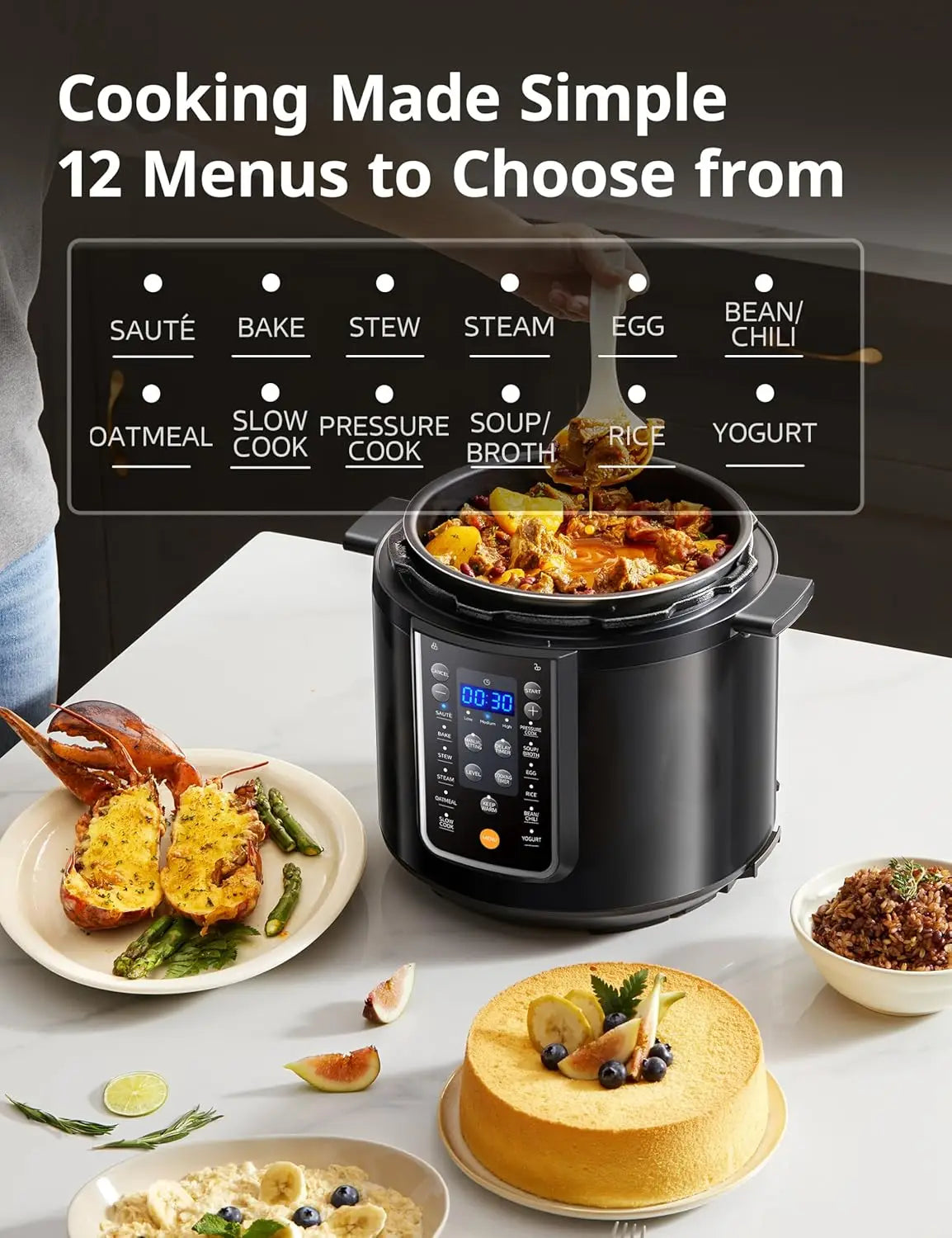 9-in-1 Electric Pressure Cooker, 14 Presets Instant Multi Cooker Olla de Presion Non-Stick Pot Yogurt Maker Rice Cooker Slow Coo