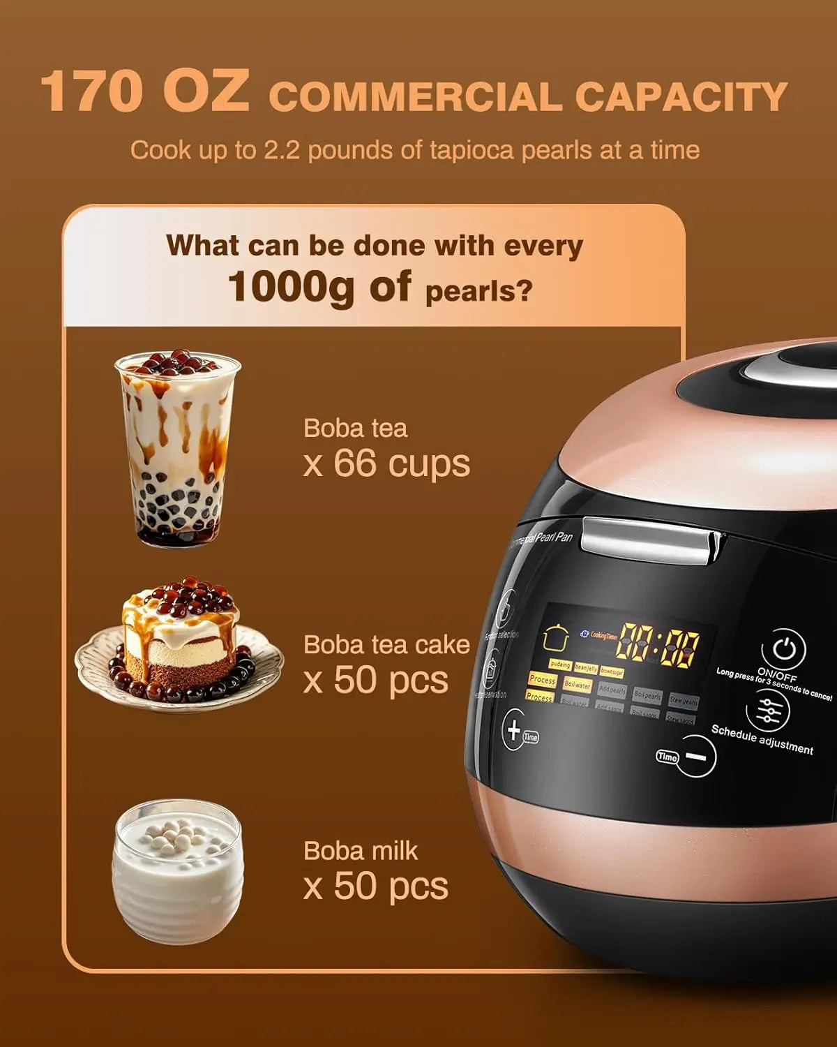 5L Boba Maker Machine Commercial Intelligent Tapioca Cooker with Even Heat Distribution, Anti-Overflow & Pressure Relief Valve,