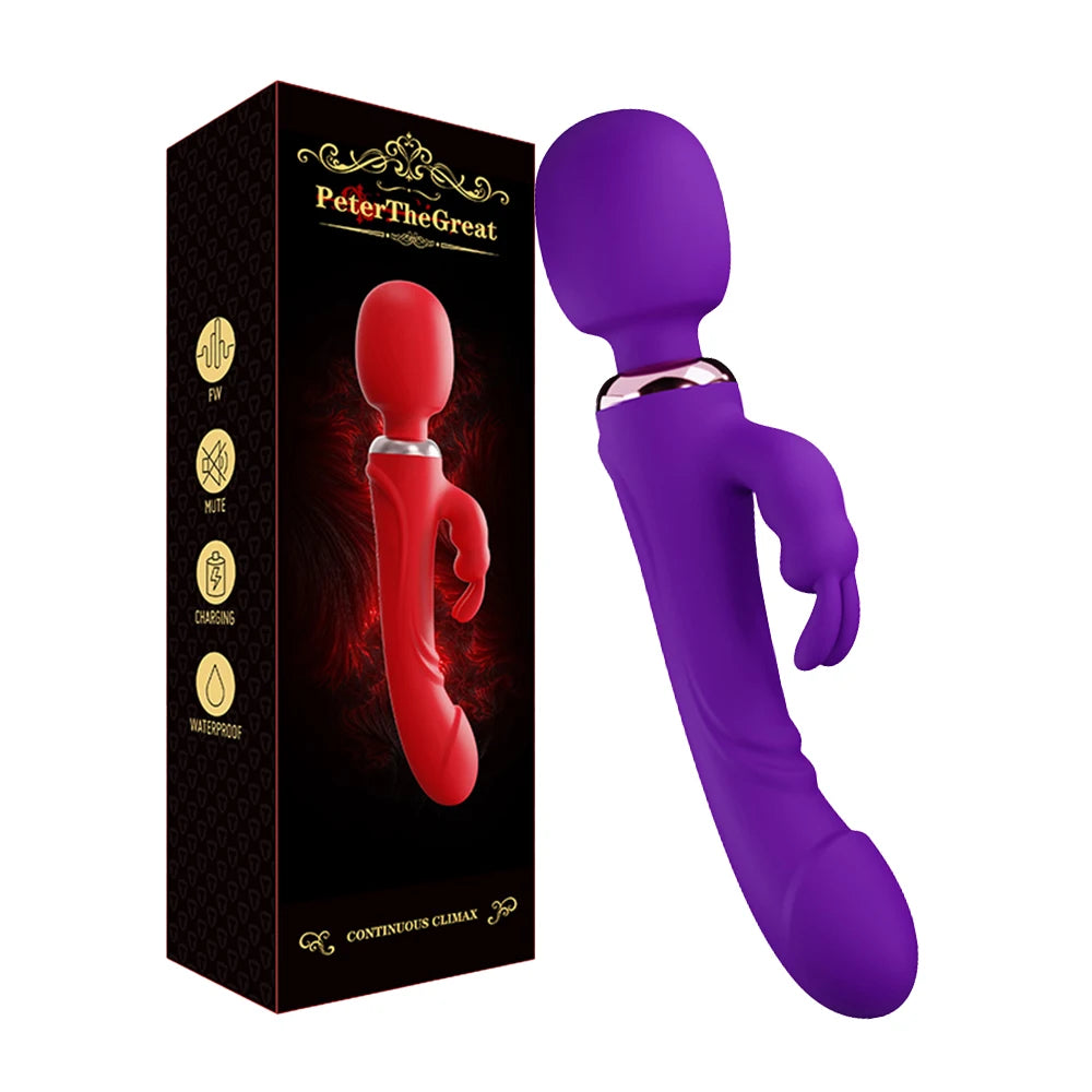 Classic G Spot Rabbit Wand Vibrator, 10 Powerful Vibrating Vagina Dildo, Clitoral, Anal, Stimulate Massager Sex Toy for Women Couple