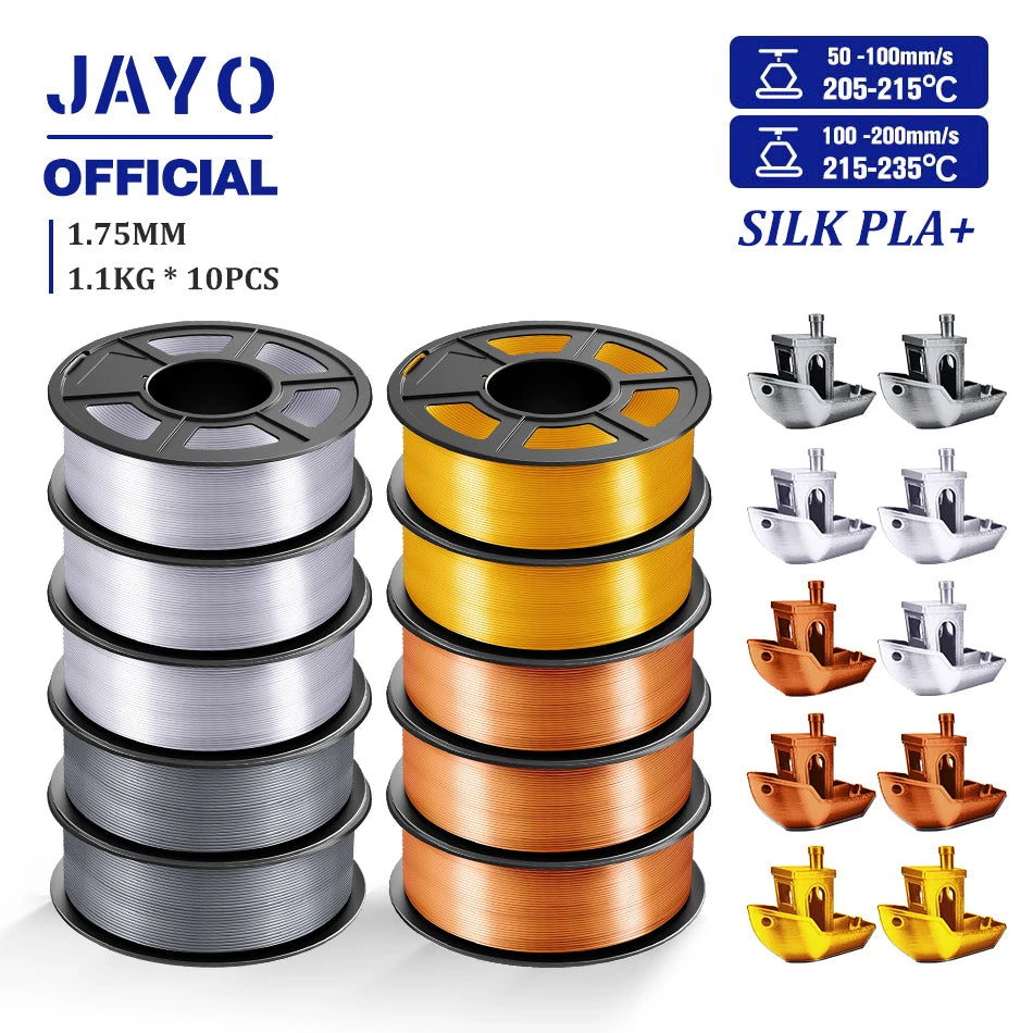 10Rolls SILK PLA+ 3D Filament, 1.75mm SILK PLA, Rainbow Filament for FDM 3D Printer, SILK Dual & Triple 3D Printing Materials