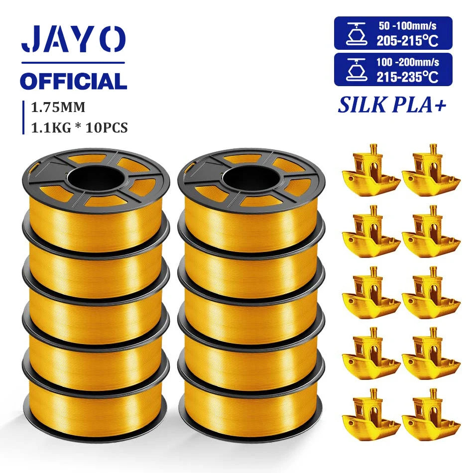 10Rolls SILK PLA+ 3D Filament, 1.75mm SILK PLA, Rainbow Filament for FDM 3D Printer, SILK Dual & Triple 3D Printing Materials