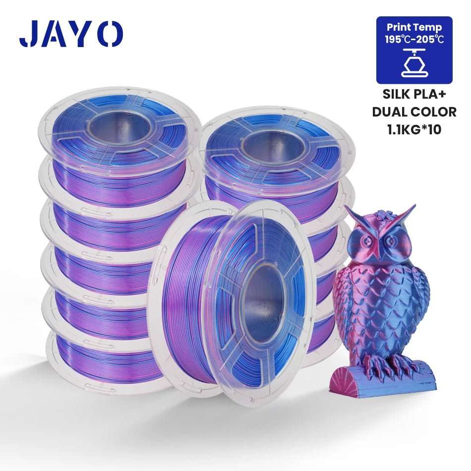 10Rolls SILK PLA+ 3D Filament, 1.75mm SILK PLA, Rainbow Filament for FDM 3D Printer, SILK Dual & Triple 3D Printing Materials