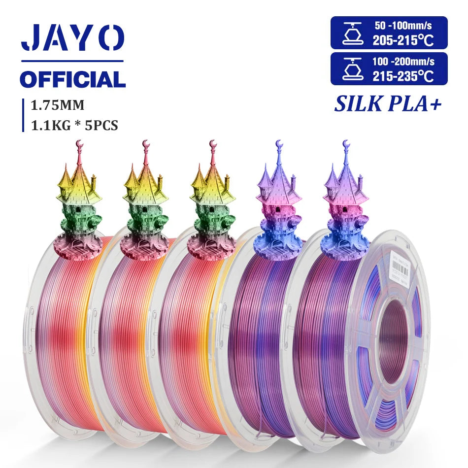 TPU SILK 3D Printer Filament 98A TPU Filament 1.75mm Silk Rainbow SILK PLA PLUS 3D Filament Glossy Silk Surface 5Rolls/set
