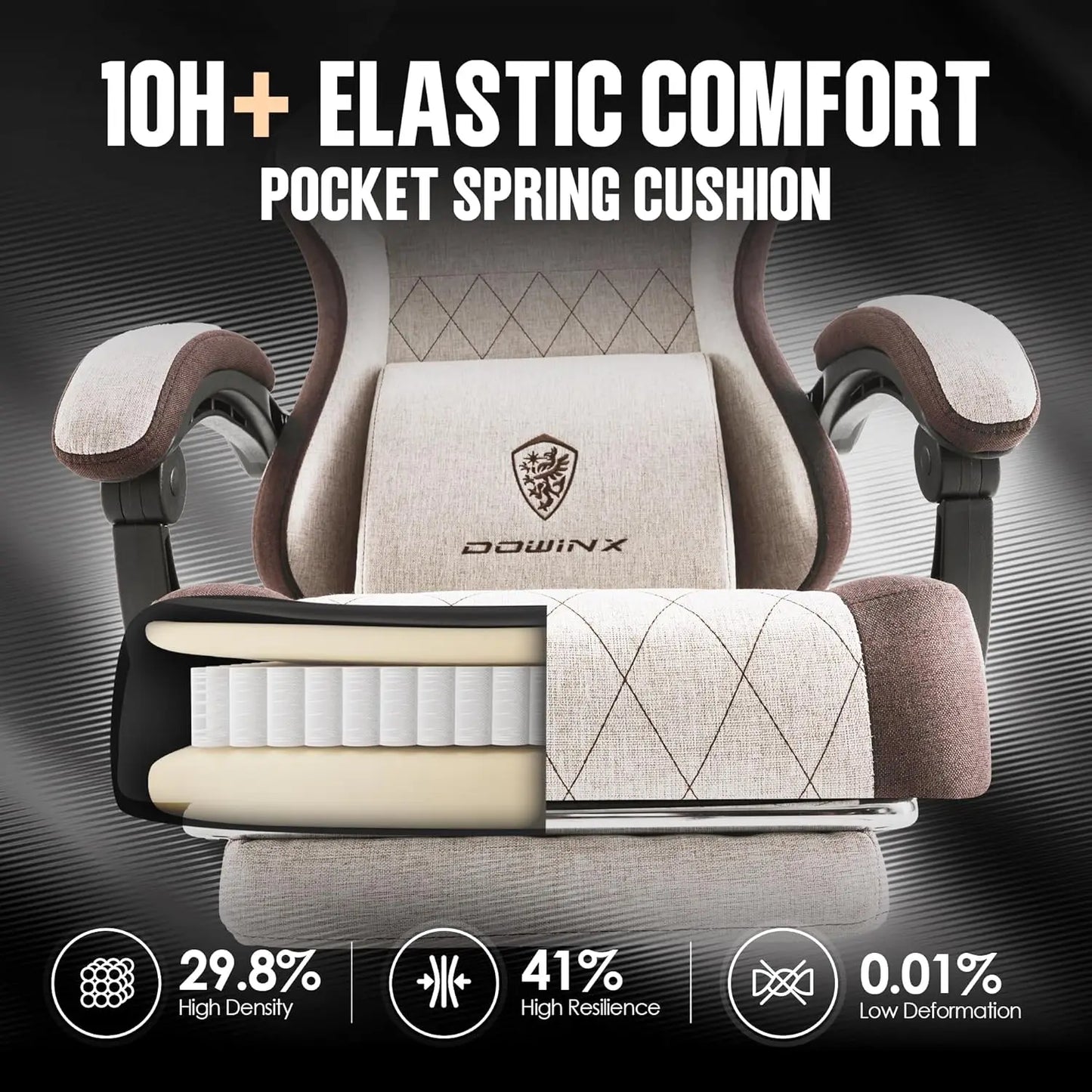 Gaming Chair Fabric with Pocket Spring Cushion, High Back Ergonomic Computer Chair with Footrest for Adults