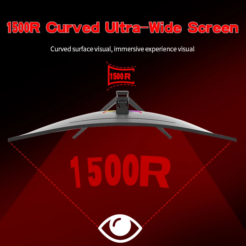 Monitor 34'' 144Hz Bandfish Screen Curved 1500R Gaming Bezel-less Slim 400HDR Nits 100% SRGB Wide Color Gamut FAsT VA Te