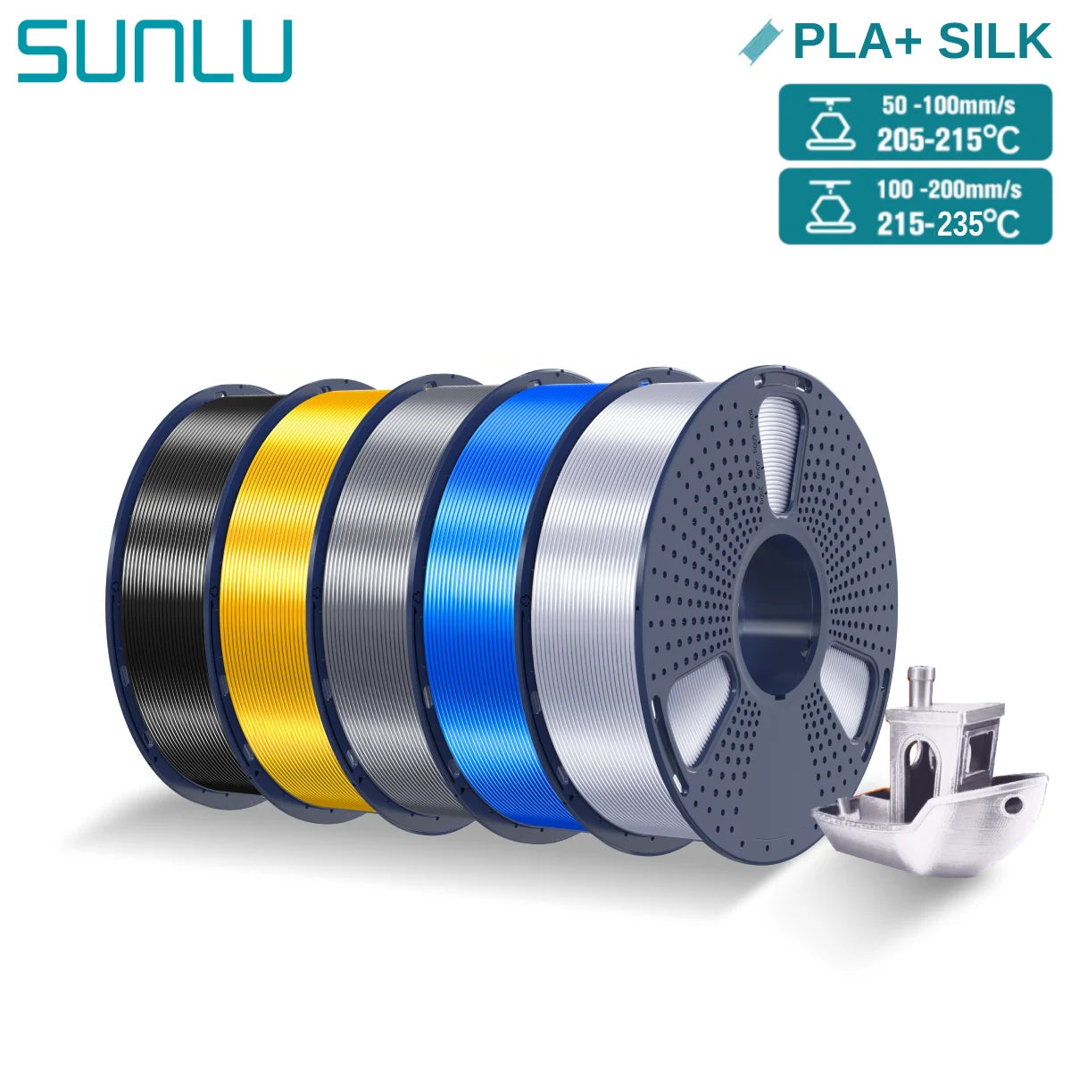 5KG Pla Plus Silk 3D Filament, 1.75mm Shiny Silk Texture High Toughness, 3D Printing Filaments for 3D Printer, Fast Shipping