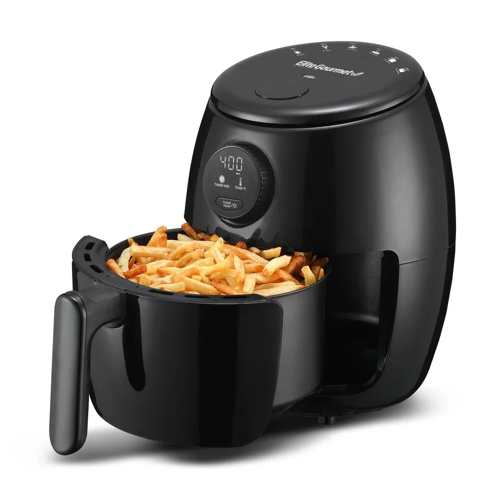 Compact 2Qt Air Fryer Healthy Cooking with Adjustable Temp Time Control Non-Stick Pan Fast Cooking Guilt-Free Frying Easy