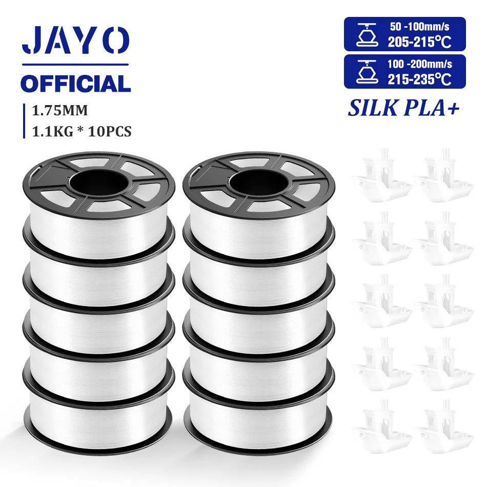 10Rolls SILK PLA+ 3D Filament, 1.75mm SILK PLA, Rainbow Filament for FDM 3D Printer, SILK Dual & Triple 3D Printing Materials