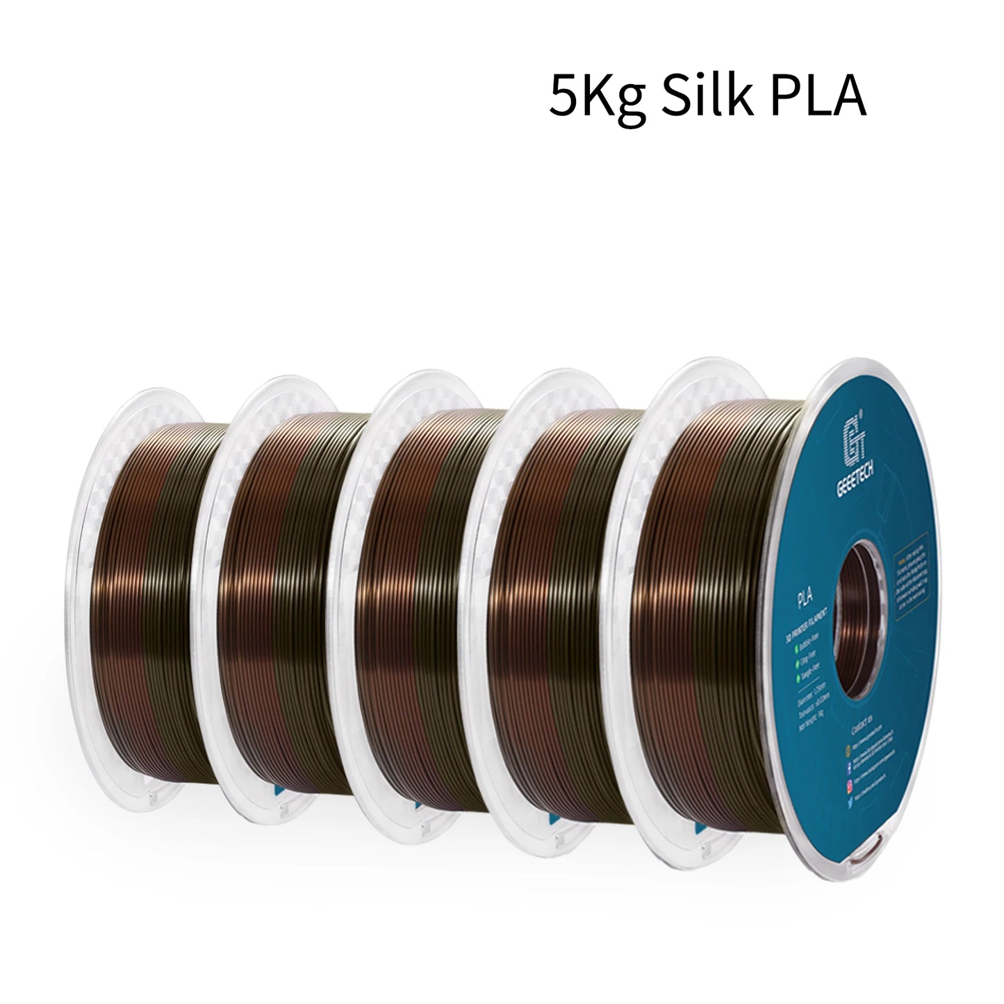 5Kg 3D Silk PLA Filament 1.75mm High Gloss Surface Neat Wrapped Dimensional Accuracy /-0.02mm Vacuum Packaging