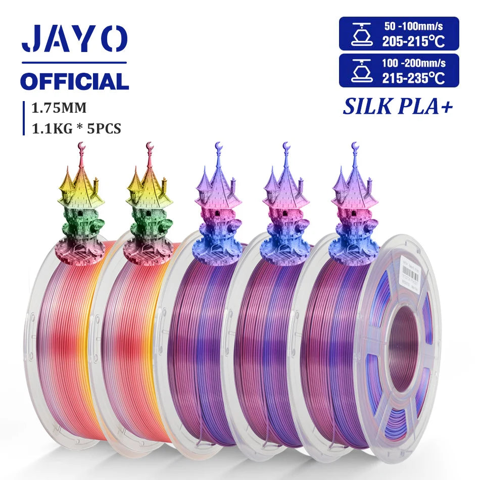 TPU SILK 3D Printer Filament 98A TPU Filament 1.75mm Silk Rainbow SILK PLA PLUS 3D Filament Glossy Silk Surface 5Rolls/set