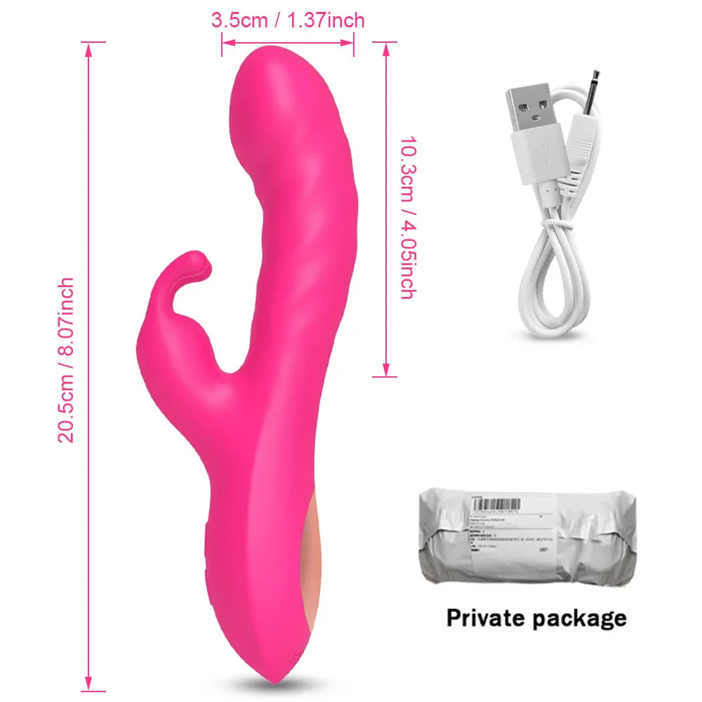 Rabbit Vibrator, Telescopic Vibration G Spot, Clitoris Stimulator, Dildo Vibrators, Female Nipple ,Masturbation Sex Toys for Women