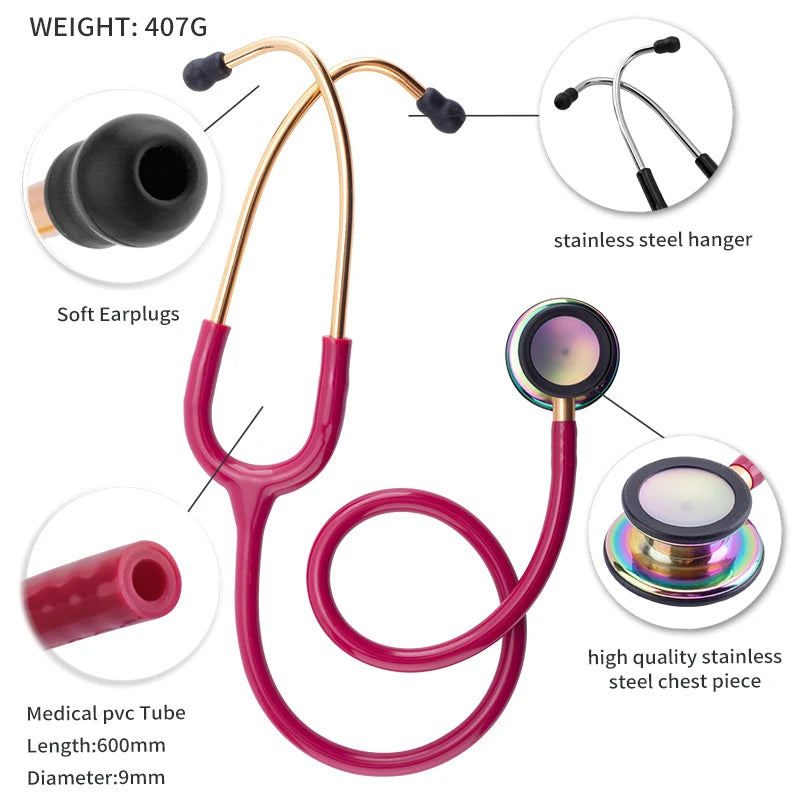 Medical Doctor Double Sided Stethoscope Cardiology Stethoscope Professional Portable Stethoscope Medical Equipment Nurse Vet