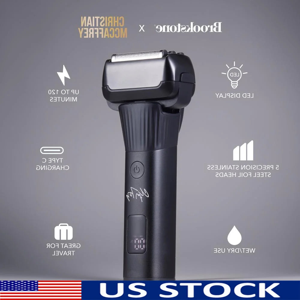 Special Edition Cordless Rechargeable Electric Shaver, 5 Head Foil Blades, Waterproof Men's Grooming Tool