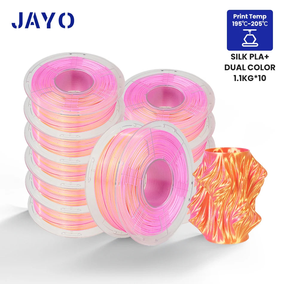 10Rolls SILK PLA+ 3D Filament, 1.75mm SILK PLA, Rainbow Filament for FDM 3D Printer, SILK Dual & Triple 3D Printing Materials