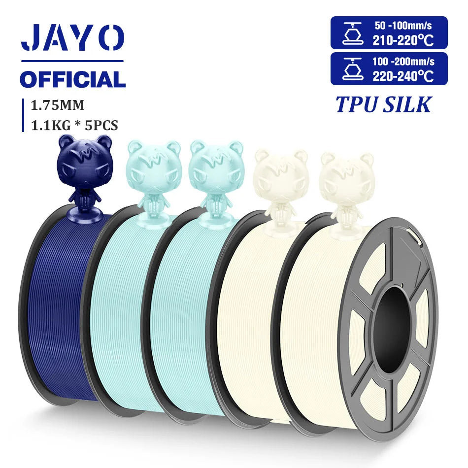 TPU SILK 3D Printer Filament 98A TPU Filament 1.75mm Silk Rainbow SILK PLA PLUS 3D Filament Glossy Silk Surface 5Rolls/set