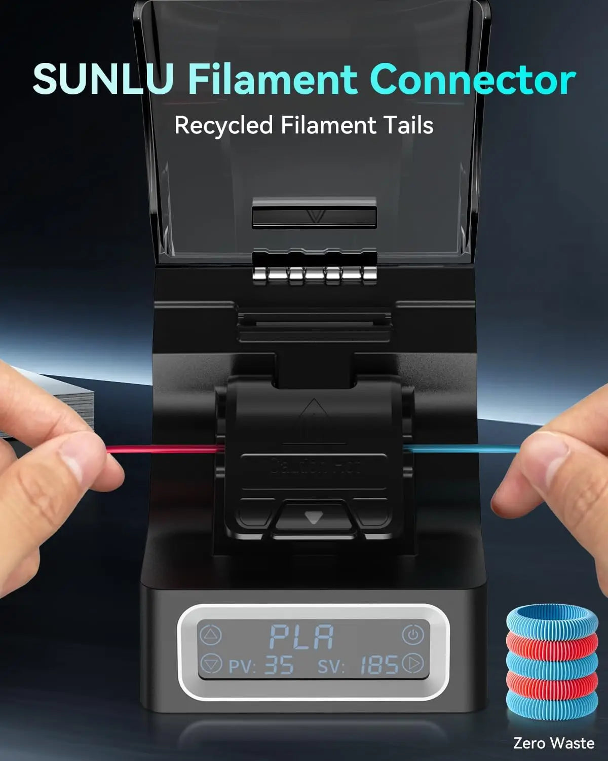 Filament Connector FC01 for 1.75mm PLA/ABS/PETG/PA/PC Filament, Fast Welding Splicer Simple to Use with 200pcs PTFE Sleeve