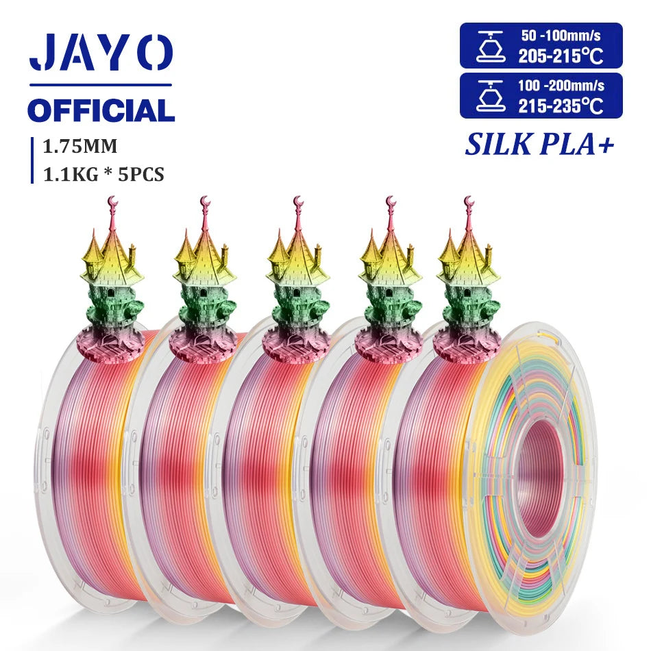 TPU SILK 3D Printer Filament 98A TPU Filament 1.75mm Silk Rainbow SILK PLA PLUS 3D Filament Glossy Silk Surface 5Rolls/set