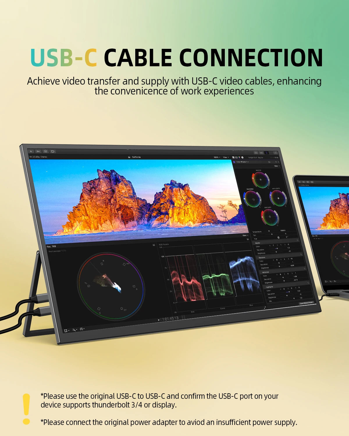 22”2560*1440 Portable Gaming Monitor 16:9 Laptop Extend Travel Computer Screen Mini PC Eye Care LED Display With VESA