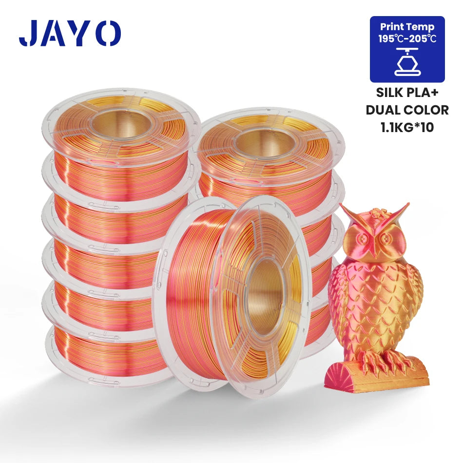 10Rolls SILK PLA+ 3D Filament, 1.75mm SILK PLA, Rainbow Filament for FDM 3D Printer, SILK Dual & Triple 3D Printing Materials