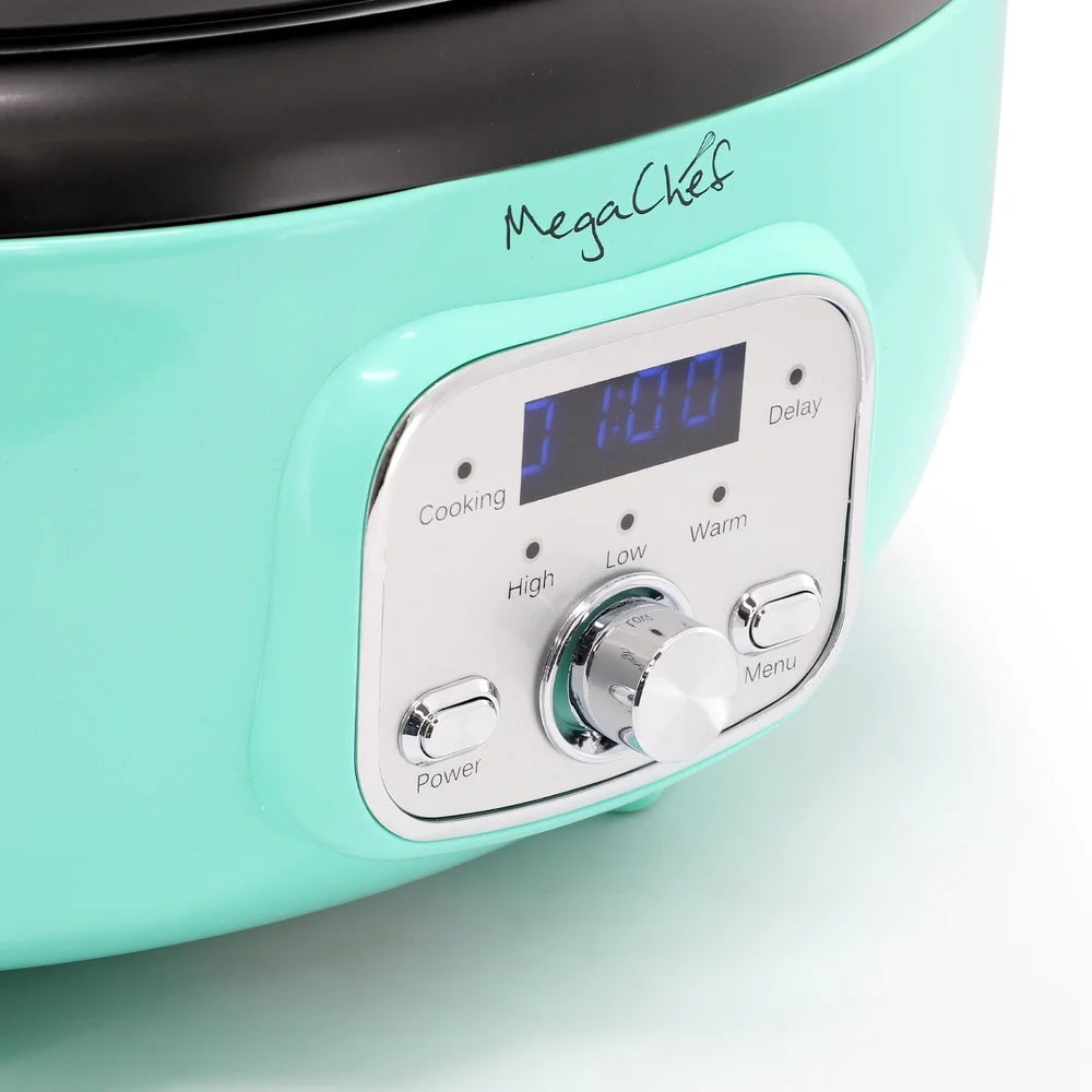 6.5 Quart Electric Slow Cooker Oval Ceramic Pot Digital Control Tempered Glass Lid Cool Touch Handles Kitchen Appliance