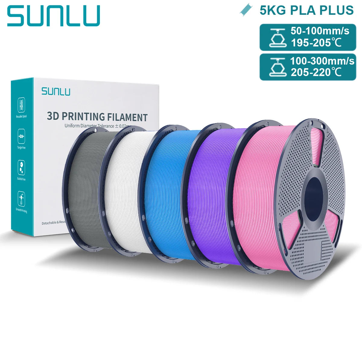 Pla Plus 3D Filament 1.75mm Good Toughness Multicolor Neatly Wound PLA+ Filaments for FDM 3D Printing Materials 5KG