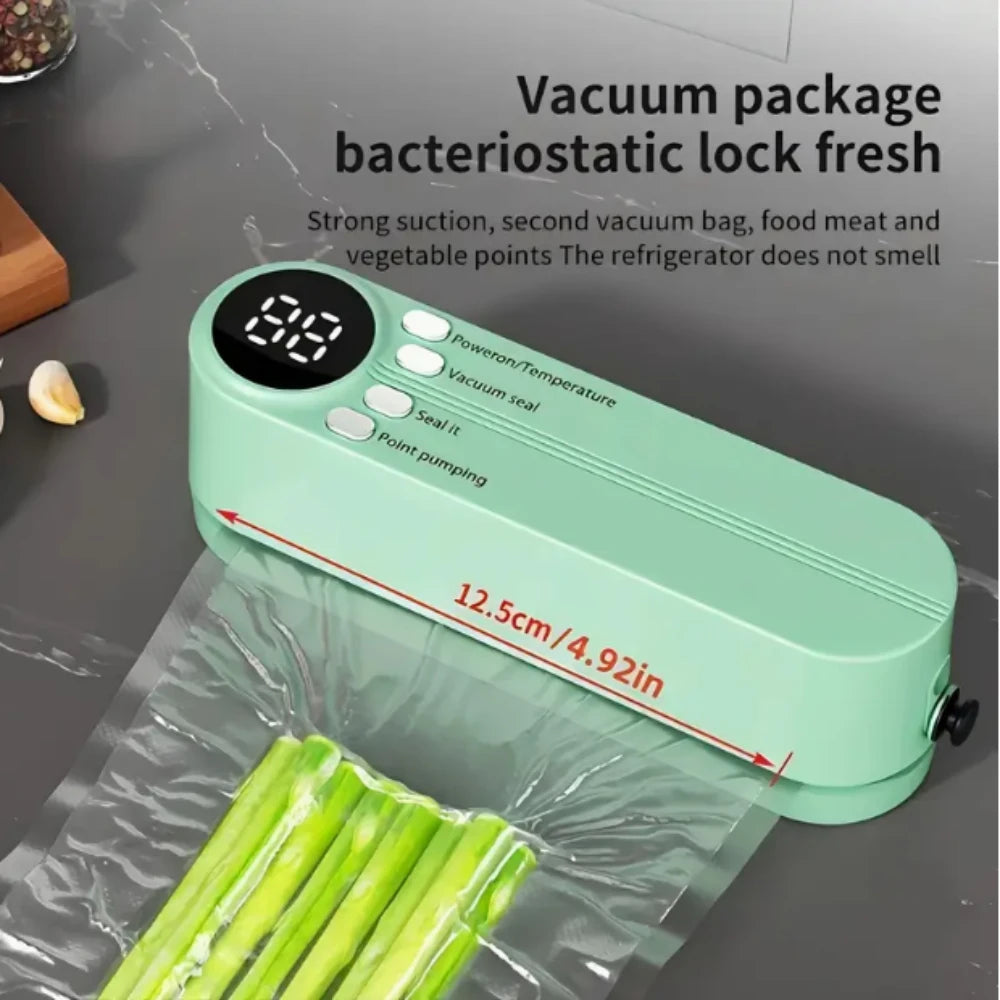 Compact Automatic Vacuum Sealer for Food Preservation, One-Touch Operation, Ideal for Snacks, Meat, Fruits, Veggies, Multi-Funct