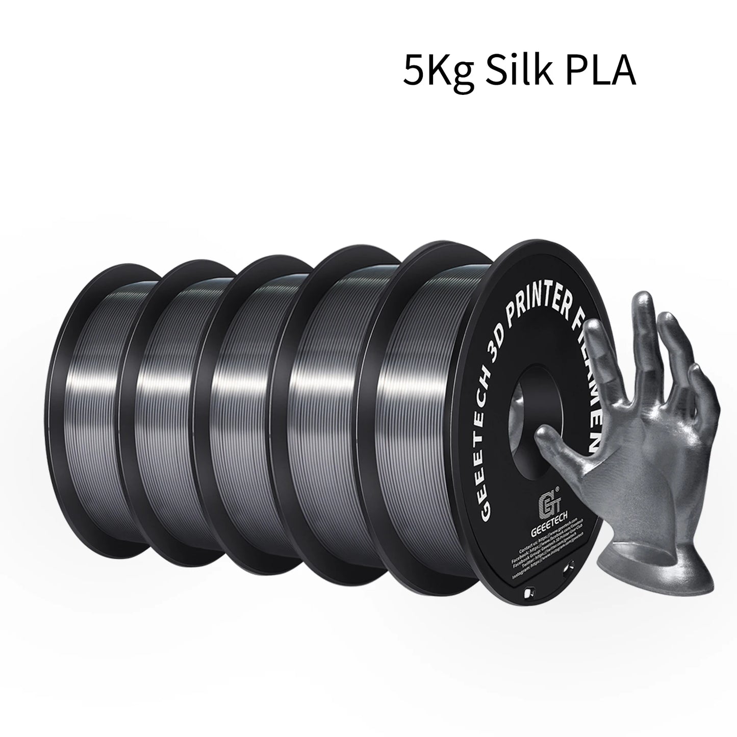 5Kg 3D Silk PLA Filament 1.75mm High Gloss Surface Neat Wrapped Dimensional Accuracy /-0.02mm Vacuum Packaging