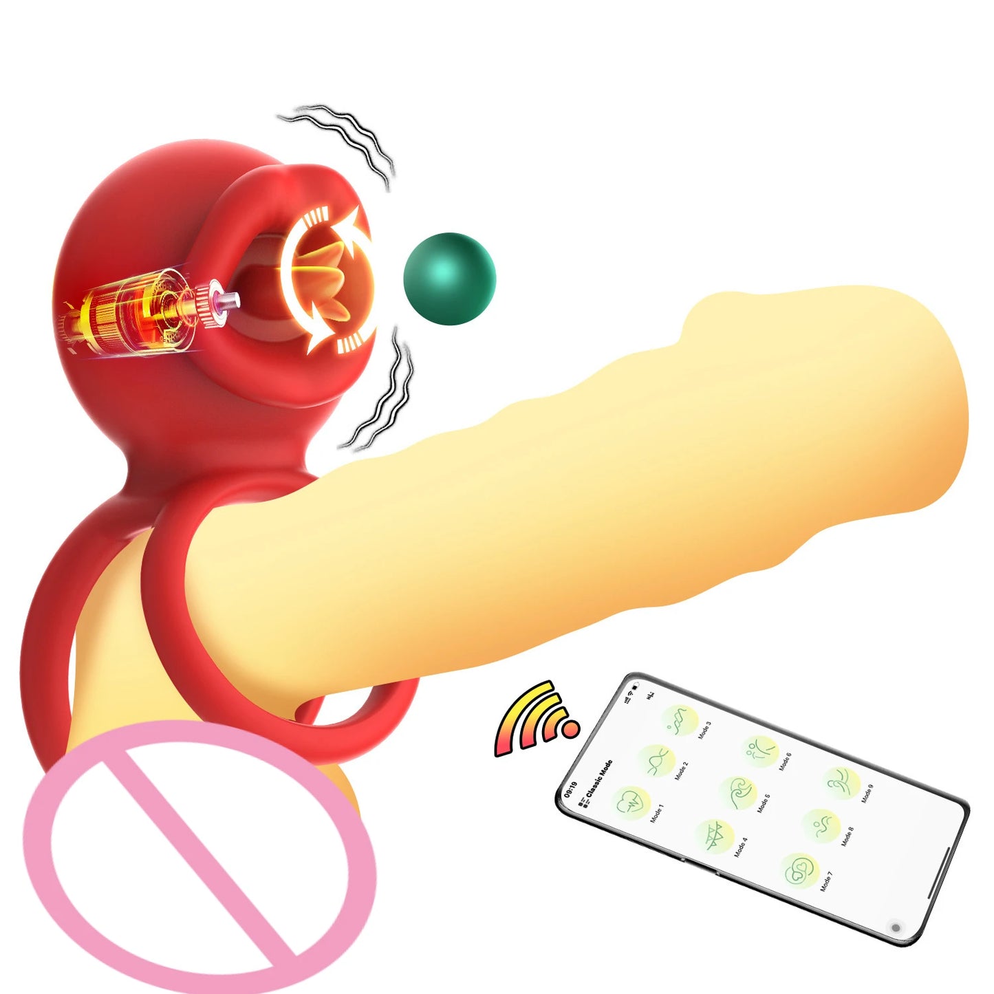 APP Vibrating Cock, Ring Sleeve Rose, Clitoral Vibrators, Tongue Clit Stimulator Anal Plug Prostate Massager Sex Toys for Men Women