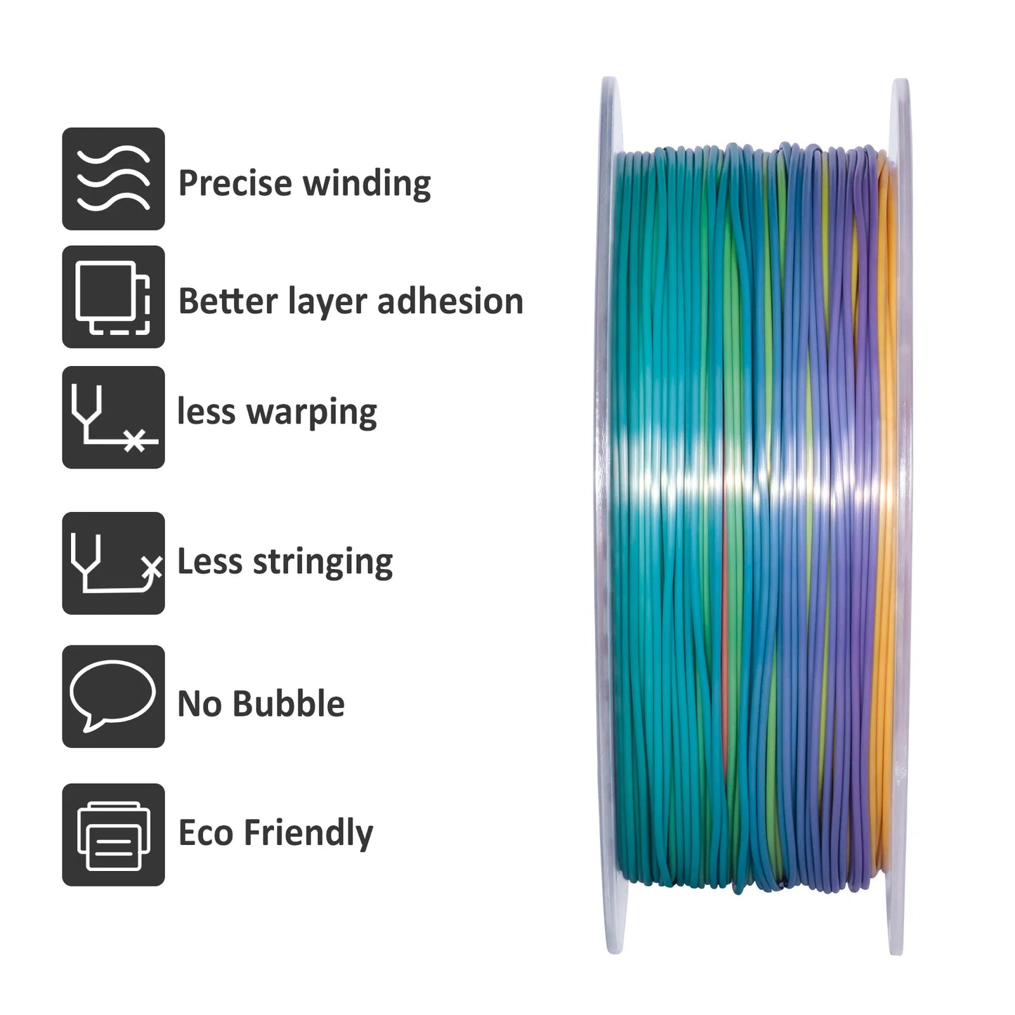 5Kg 3D Silk PLA Filament 1.75mm High Gloss Surface Neat Wrapped Dimensional Accuracy /-0.02mm Vacuum Packaging